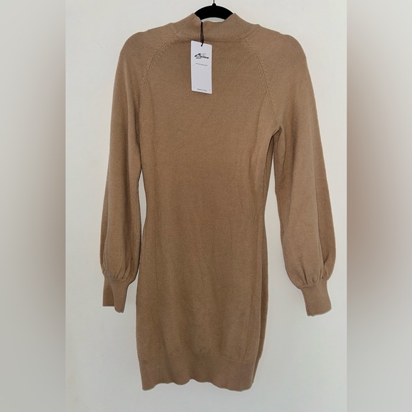Neutral Long Sleeve Sweater Dress - Picture 2 of 2